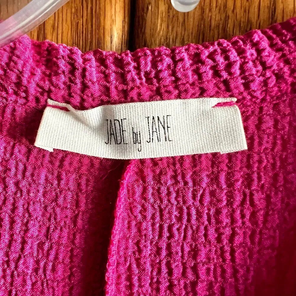 Jade by Jane XL Jumpsuit textured shirt sleeve‎ fushia NWOT - Picture 5 of 10